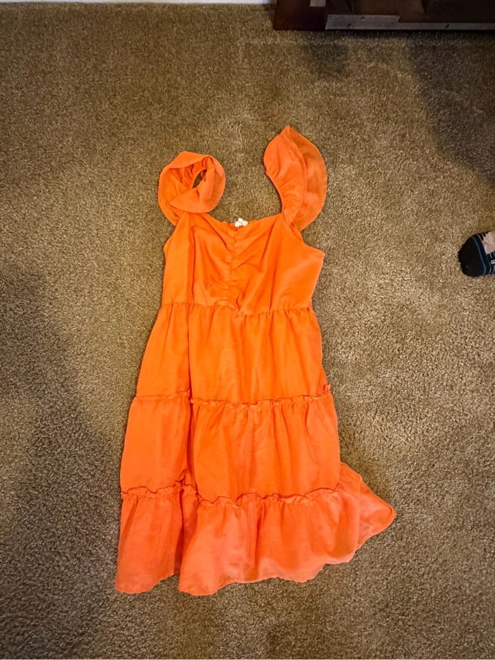 Girls Orange Ruffle Tiered Sundress
